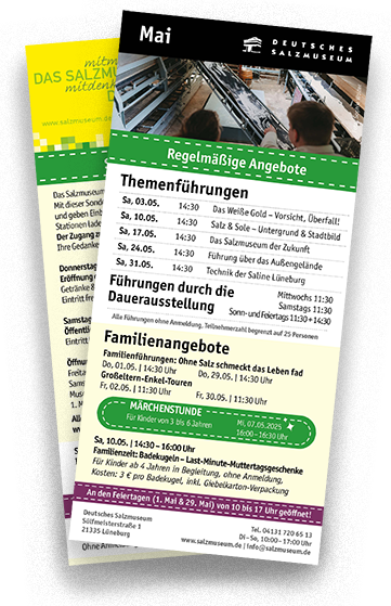 Vorschaubild für das Monatsprogramm Februar mit Blick auf die beiden Seiten des Flyers